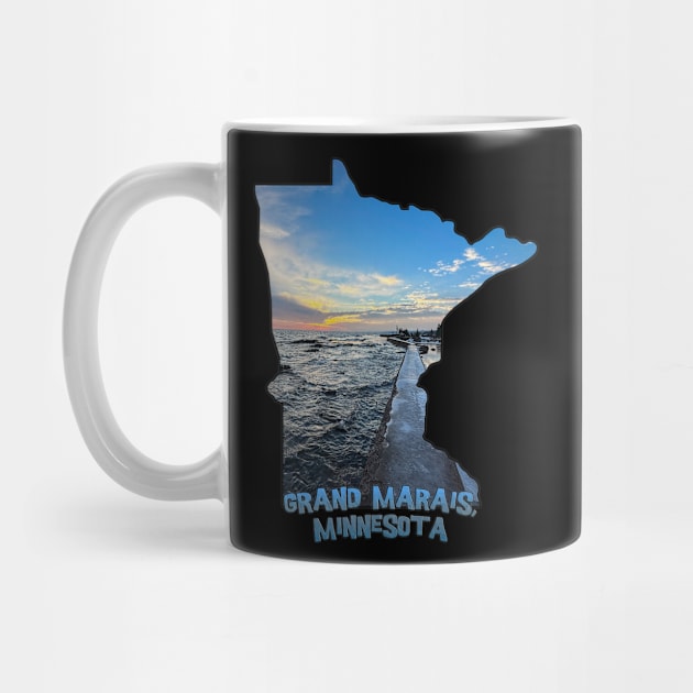 Minnesota State Outline - Grand Marais Sunset by gorff